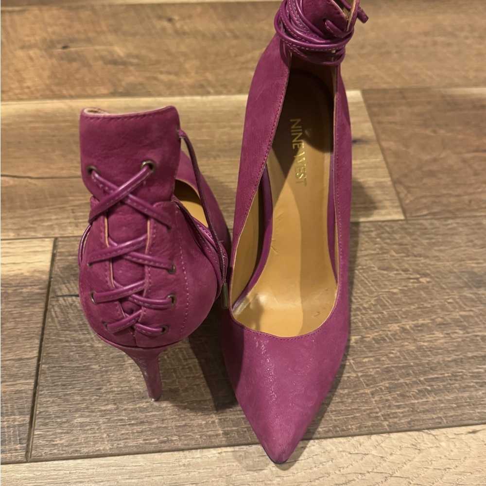 Nine West Women's Pink Lace-Up Heels